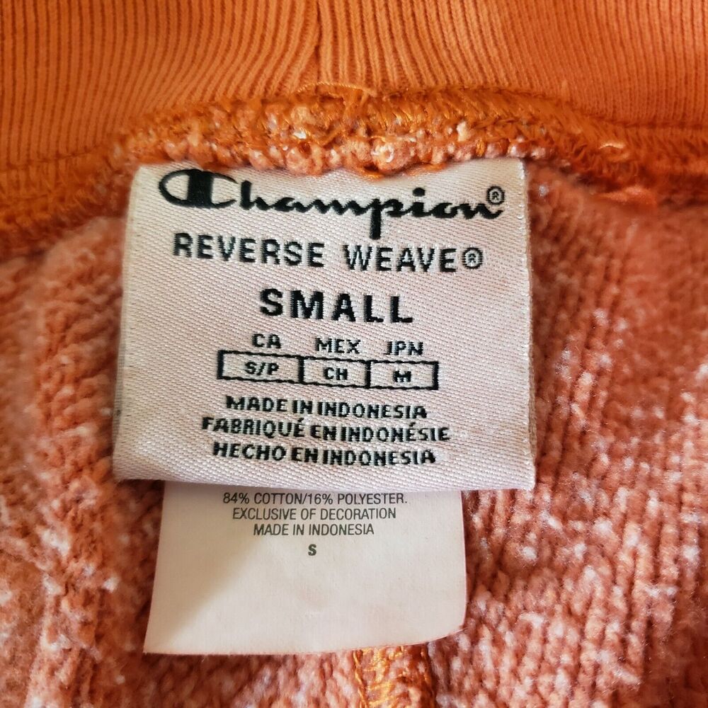 Champion Reverse Weave Vintage Wash Orange Sweatpants Blue Spellout Size Small - Picture 8 of 10